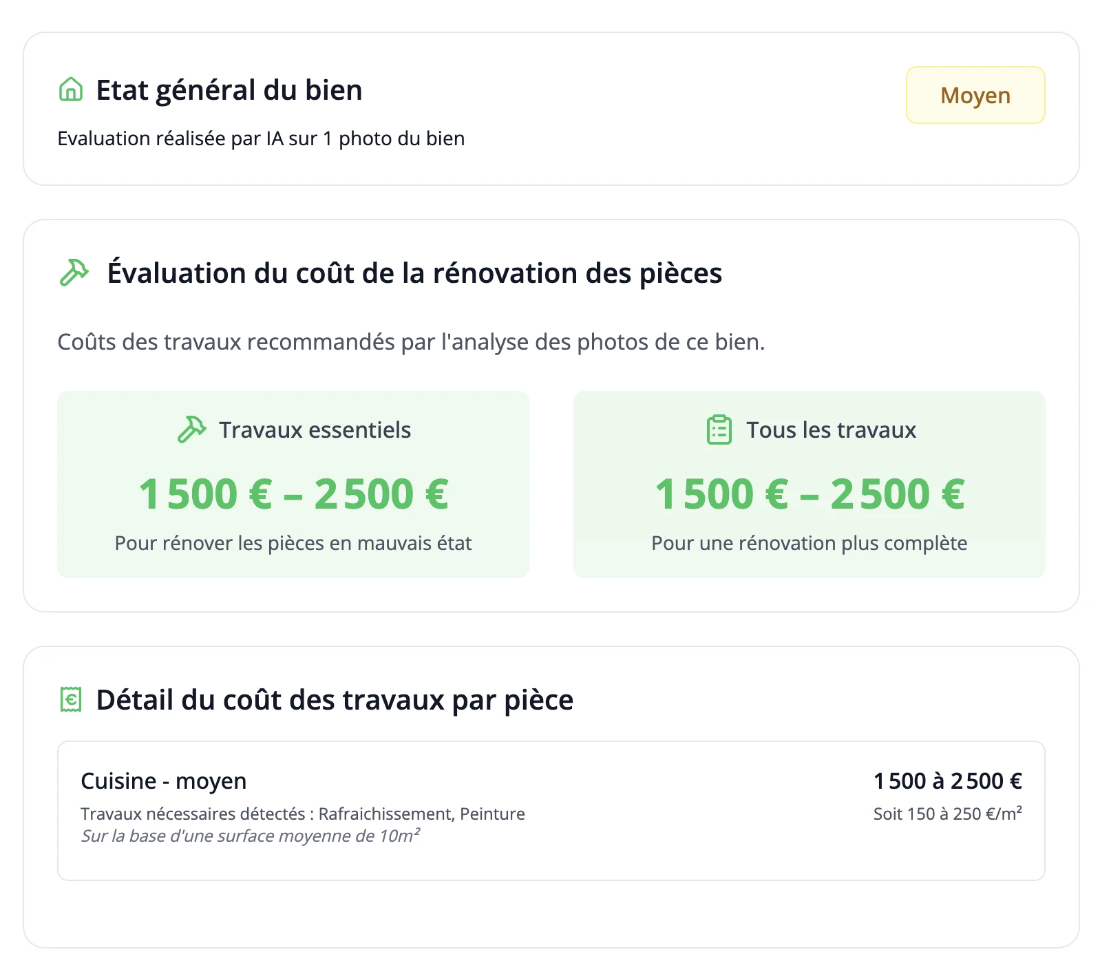 Analyse photos des pièces